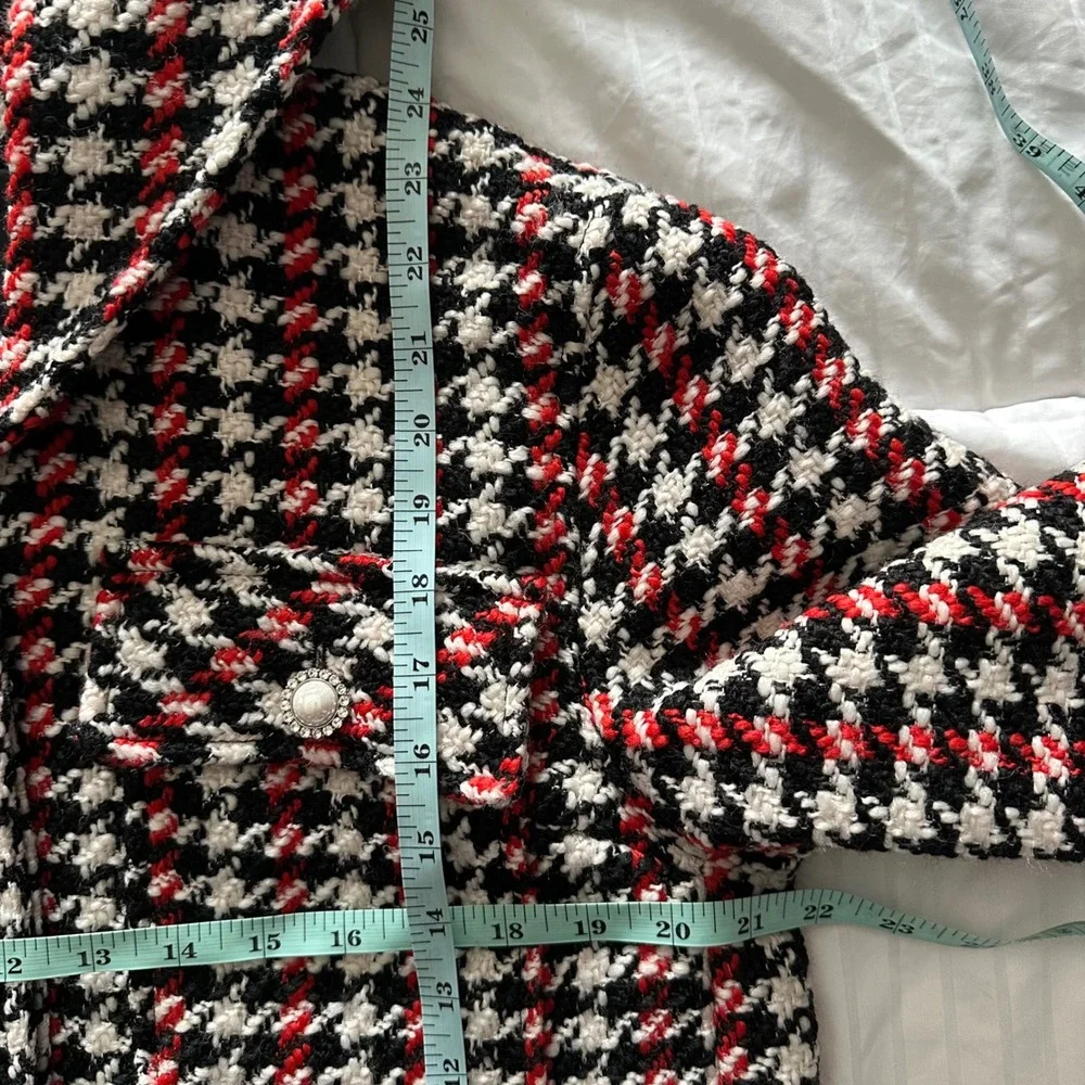 Baum und Pferdgarten Hampden Houndstooth Shacket -‎ Red/Black/Cream - Size 36